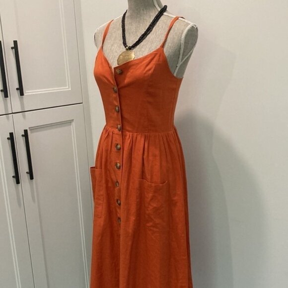 Linen Tank Maxi Dress Orange dress with button front nwt - Picture 11 of 15